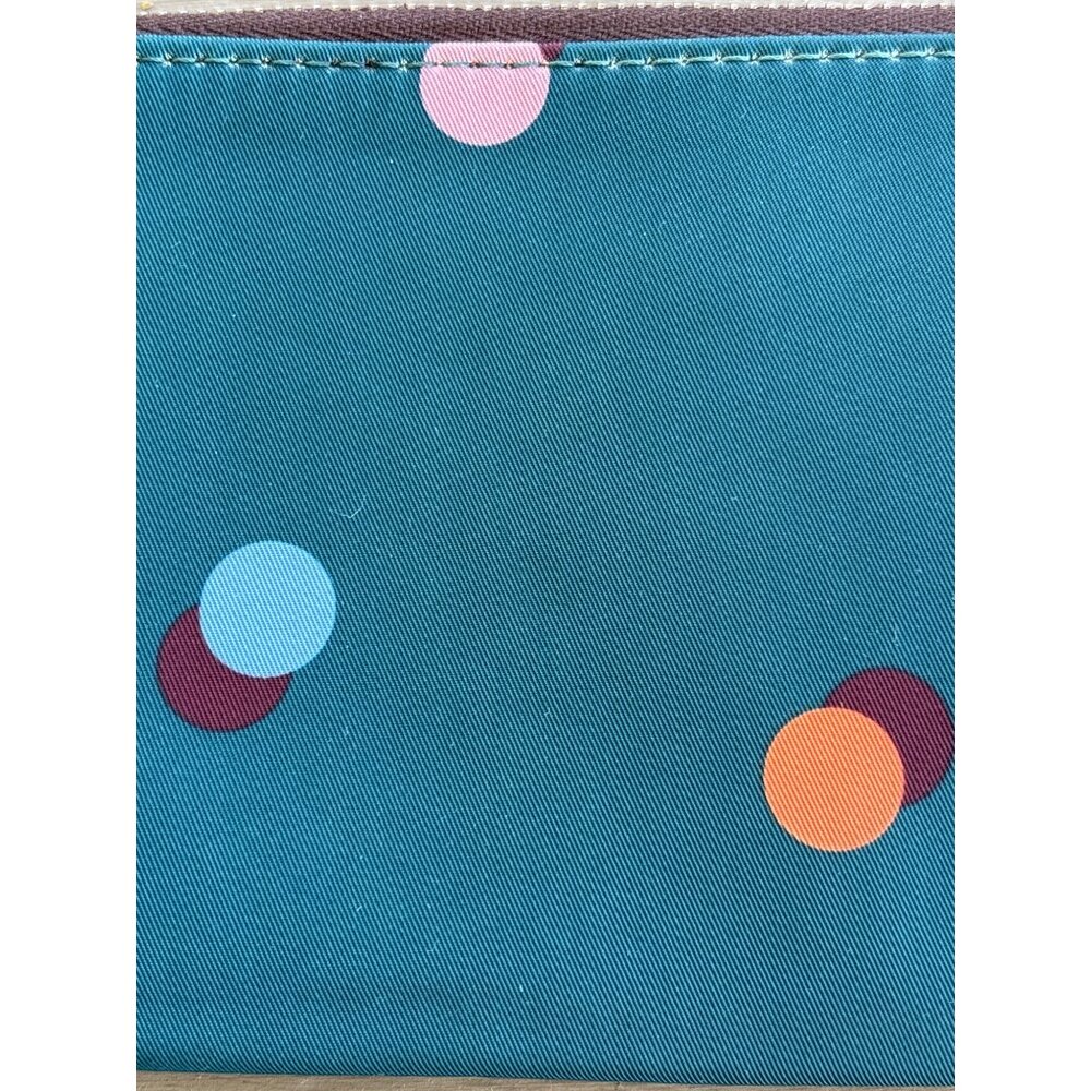 Fossil Zippered Teal & Multi Polka Dots Zip Aroun… - image 4